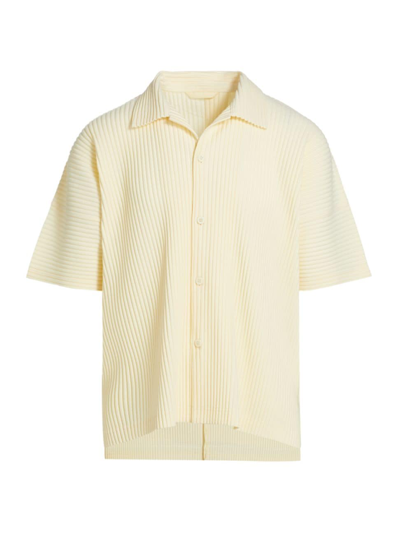 Issey Miyake Men's July Button-front Pleated Shirt In Light Yellow