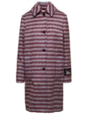 Marni Brushed Striped Single-breasted Coat In Bordeaux