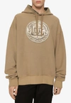 Dolce & Gabbana Reverse Jersey Hoodie With Hood And Coin Print In Beige