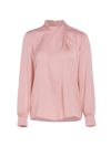 Elie Tahari The Jaden Draped Mock-neck Silk Blouse In Cinder