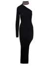 Giuseppe Di Morabito Merino Wool Long Dress Embellished Neck In Black