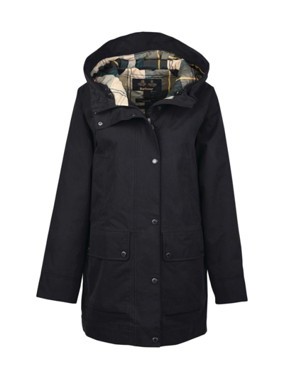 Barbour Women's Winter Beadnell Hooded Waterproof Jacket In Black Ancient