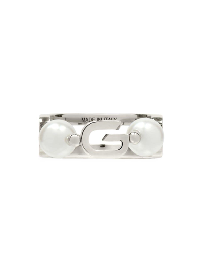 Givenchy Women's G Link Ring In Metal With Pearls In White Silvery