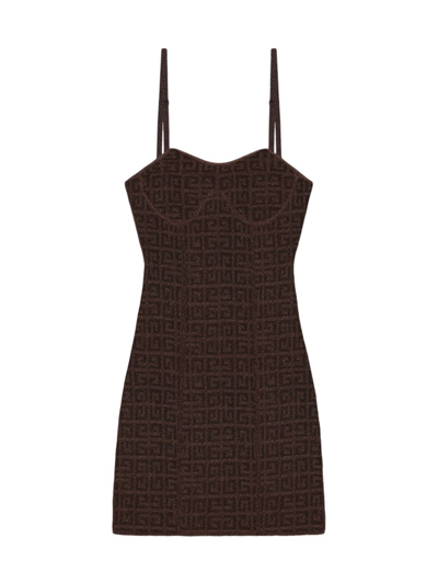 Givenchy Women's Straps Dress In 4g Jacquard With Corset Detail In Bronze