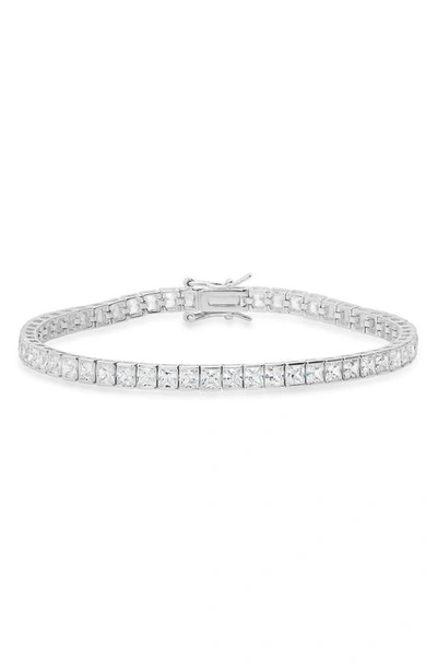 Queen Jewels Princess Cut Cubic Zirconia Tennis Bracelet In Silver