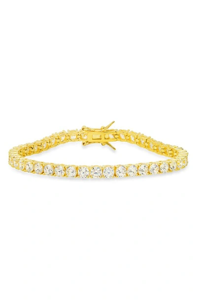 Queen Jewels Round Cut Cubic Zirconia Tennis Bracelet In Gold