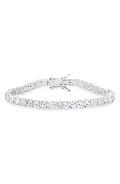 Queen Jewels Round Cut Cubic Zirconia Tennis Bracelet In Silver