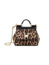 DOLCE & GABBANA WOMEN'S SMALL EAST TO WEST CRYSTAL-EMBELLISHED LEOPARD TOP-HANDLE BAG