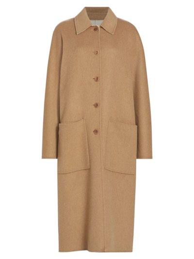 Proenza Schouler White Label Reversible Double-face Long Coat In Camel / Off White
