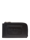 DOLCE & GABBANA BLACK CARD-HOLDER WITH TONAL LOGO PLAQUE IN SMOOTH LEATHER MAN