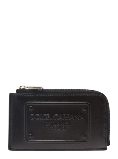 Dolce & Gabbana Logo-embossed Leather Wallet In Black