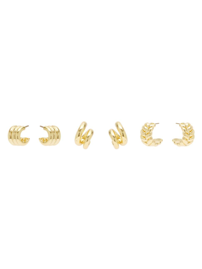 Mignonne Gavigan Women's Pauline 3-pair 14k-gold-plated Hoop Earrings Set