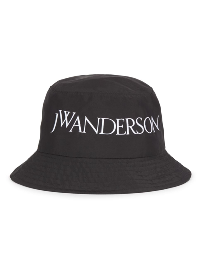 Jw Anderson Men's Logo Bucket Hat In Black