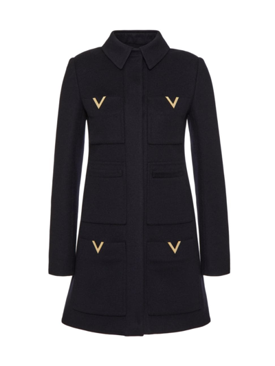 Valentino Women's Compact Drap Coat In Navy