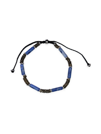 Jan Leslie Men's Blue Lapis & Sterling Silver Beaded Bracelet