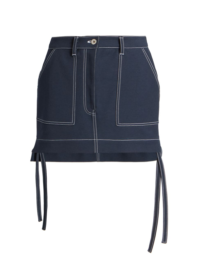 Loewe Anagram Leather-pocket Workwear Mini Skirt In Dark Blue