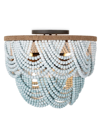 Regina Andrew X Coastal Living Lorelei Wood Bead Flush Mount In Blue