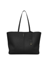 Maison De Sabre Maison De Sabré Large Leather Zipped Soft Tote In Black Caviar