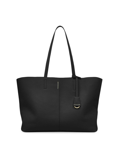 Maison De Sabre Maison De Sabré Large Leather Zipped Soft Tote In Black Caviar