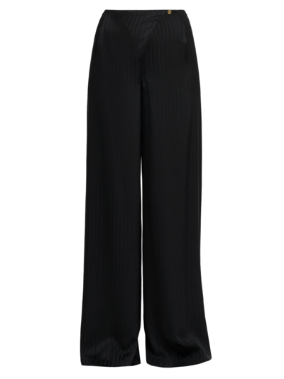 Loro Piana Dresden Ocean Striped Silk Wide-leg Trousers In Black