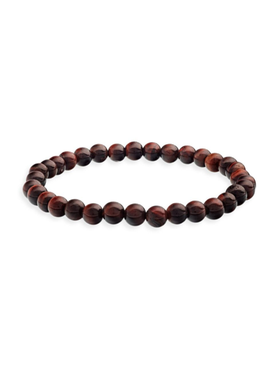 Jan Leslie Men's Red Tigers Eye Beaded Stretch Bracelet