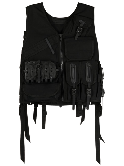 Junya Watanabe V-neck Zipped Gilet In Black