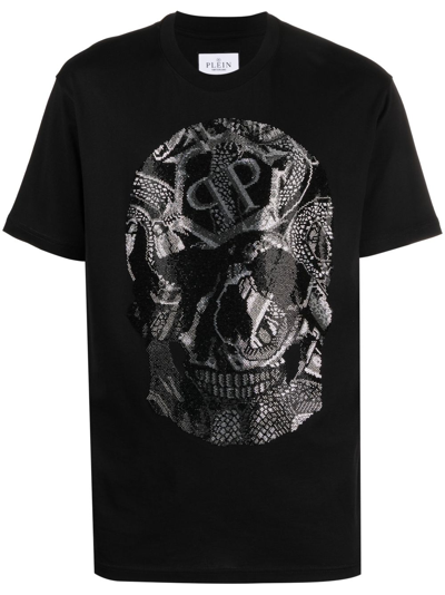 Philipp Plein Ss Snake Round-neck T-shirt In Black