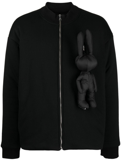 Natasha Zinko Rabbit-appliqué Bomber Jacket In Black
