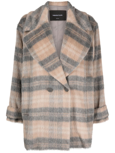 Fabiana Filippi Double-breasted Alpaca Wool Coat In Nocciola Onice