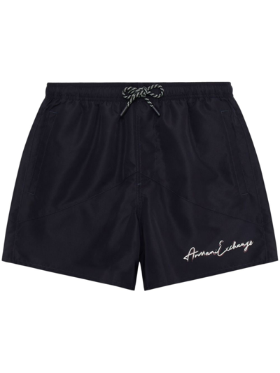 Armani Exchange Logo-print Swim Shorts In Black