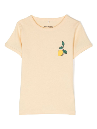 Mini Rodini Kids' Lemon-print Organic Cotton T-shirt In Yellow