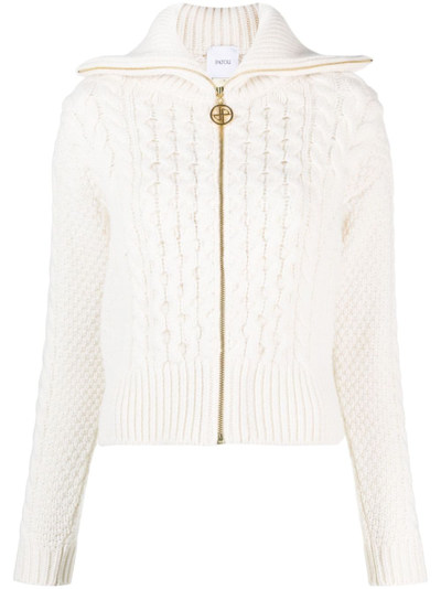 Patou Zip-fastening Knitted Jumper In White