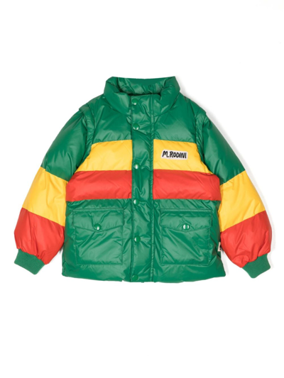 Mini Rodini Kids' Logo-patch Padded Jacket In Green