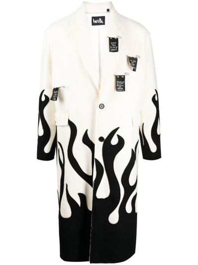 Haculla Up In Flames Single-breasted Wool Coat In White