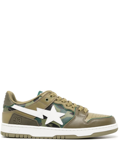 A Bathing Ape Bape Sk8 Sta #2 Lace-up Sneakers In Green