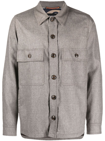 Jacob Cohen Long-sleeve Wool Shirt Jacket In Grey