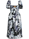 Stine Goya Womens Icy Flower Everleigh Abstract-pattern Recycled-polyester Blend Midi Dress In Blue