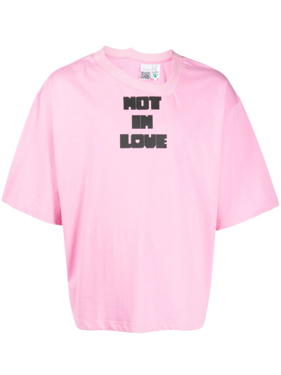 Natasha Zinko Text-print Cotton T-shirt In Pink