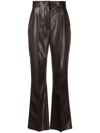 Nanushka Leena Long Sleeved Faux Leather Shirt In Brown