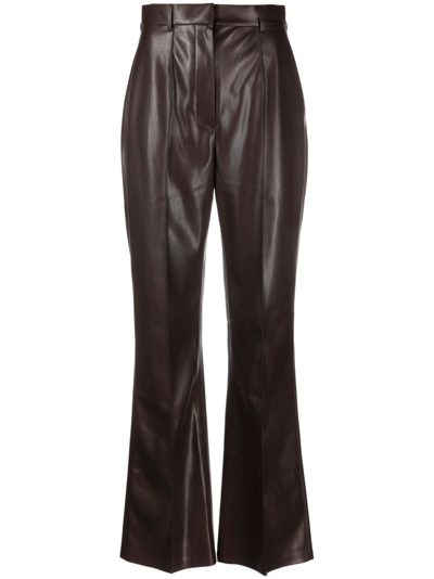 Nanushka High Rise Slim Straight Pants In Brown