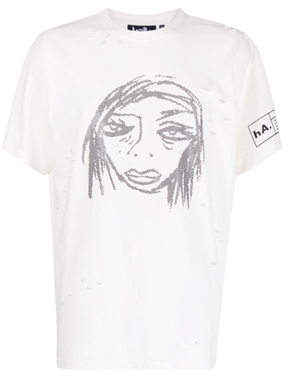 Haculla Caught My Eye Studded T-shirt In White