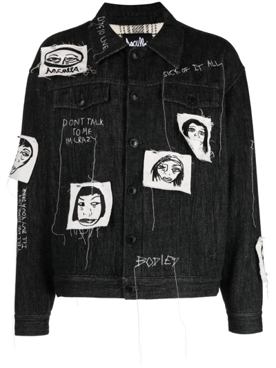 Haculla Sick Of It All Embroidered Denim Jacket In Black