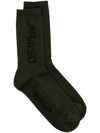 Off-white Logo-intarsia Cotton Ankle Socks In Green