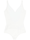 Alexander Mcqueen V-neck Low-back Bodysuit In White
