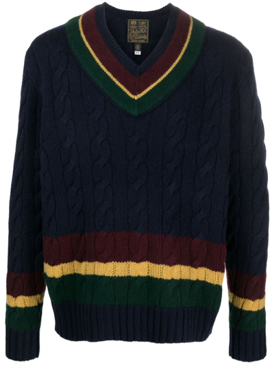 Polo Ralph Lauren Cable Knit Cricket Sweater In Navy Combo