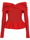 BALMAIN KNOTTED OFF-SHOULDER TOP