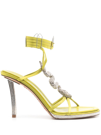 Valentino Garavani 110mm Crystal-embellished Leather Sandals In Green