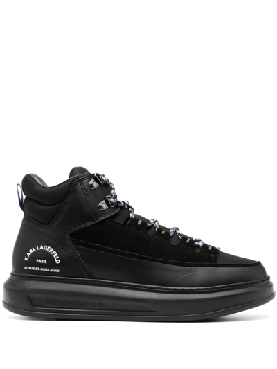 Karl Lagerfeld Leather High-top Sneakers In Black