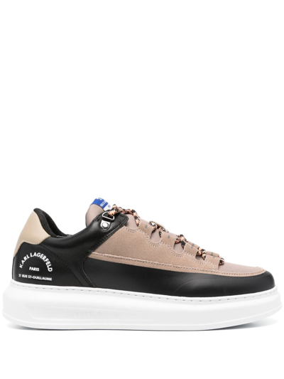 Karl Lagerfeld Logo-patch Leather Sneakers In Neutrals