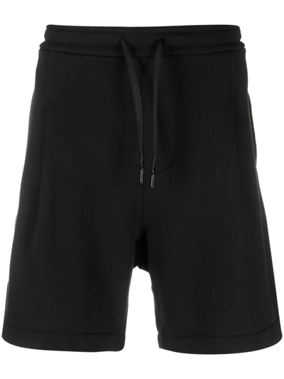 A Paper Kid Drawstring Cotton Track Shorts In Black